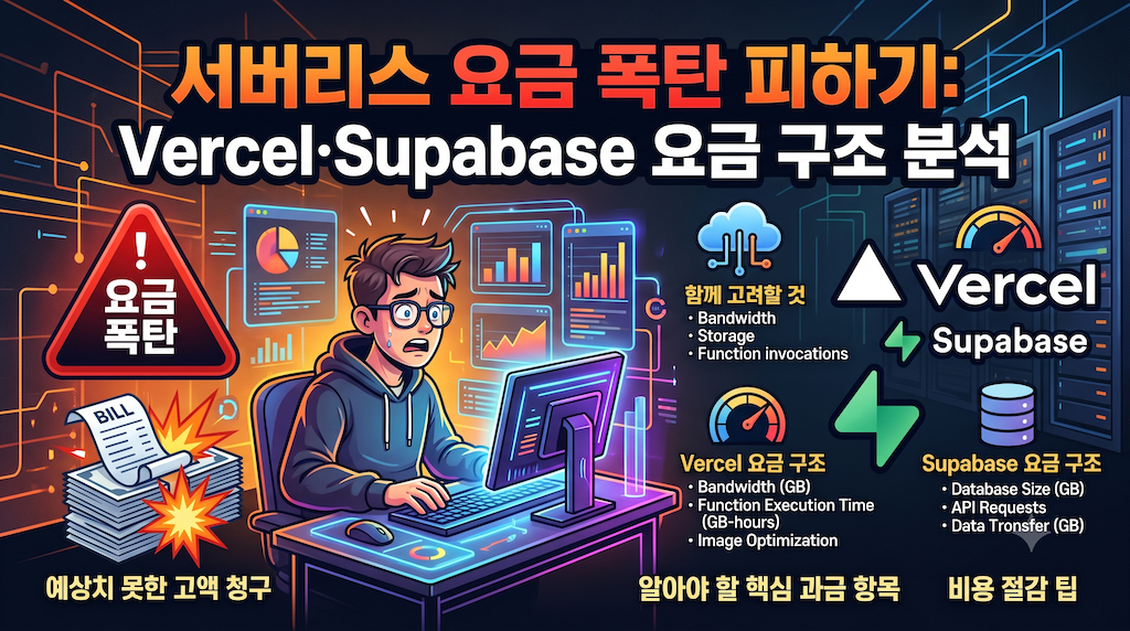 서버리스 요금 폭탄, Vercel·Supabase 쓰기 전 알아야 할 과금 구조 (2026)